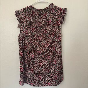 Animal print ruffles sleeve blouse by modern Jester size medium